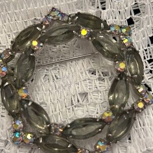 Elegant Mid Century Silver and Crystal Brooch